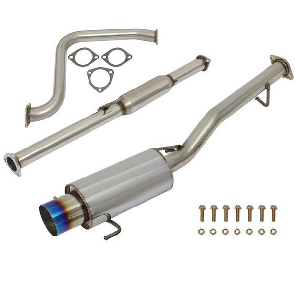 Downpipe for 1992-1996 Honda Prelude 2.2L 4" Burnt Tip Muffler SS Catback Exhaust System